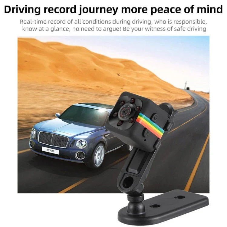 SQ11 Mini DV HD 1080P 6 LEDs Sport Recorder Camera with Holder, Support Monitor Detection & IR Night Vision & TF Card - Trustpick