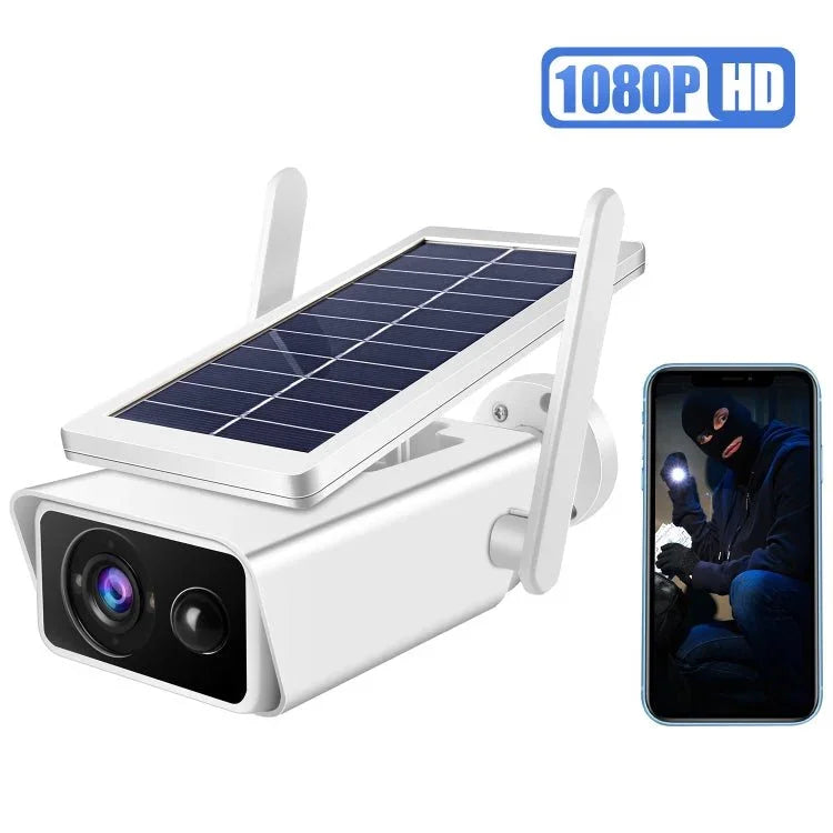T13 - 2 1080P HD Solar Powered 2.4GHz WiFi Security Camera without Battery, Support Motion Detection, Night Vision, Two Way Audio, TF Card - Trustpick