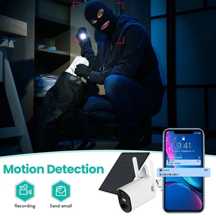 T20 1080P Full HD Solar Powered WiFi Camera, Support Motion Detection, Night Vision, Two Way Audio, TF Card - Trustpick