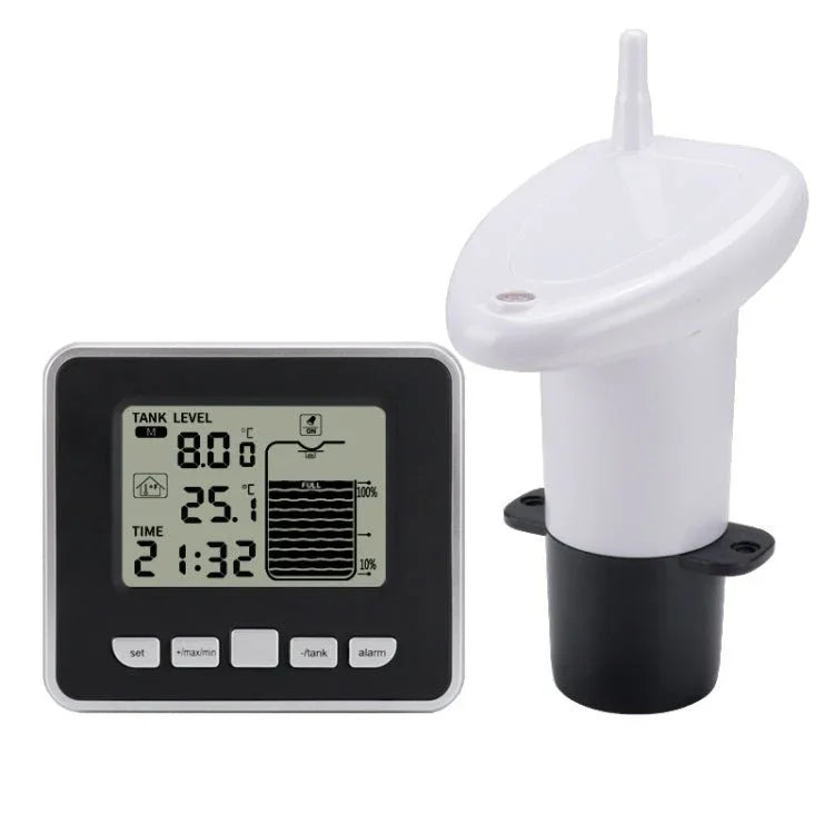 TS - FT002 Multifunctional Ultrasonic Electronic Water Tank Level Gauge With Indoor Temperature Thermometer Clock Display Water Level Gauge - Trustpick