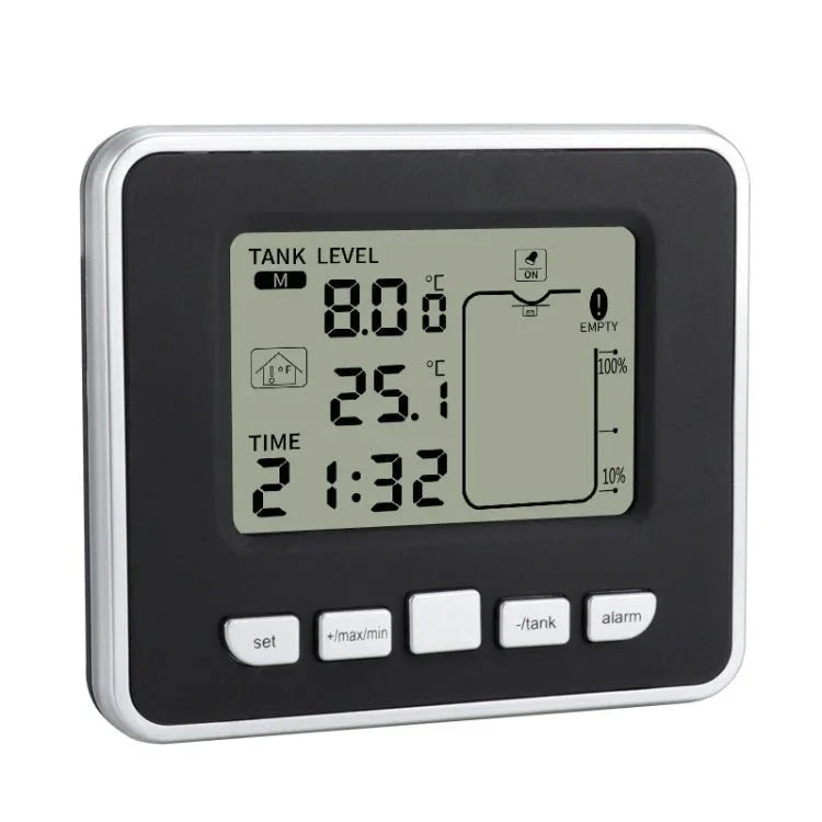 TS - FT002 Multifunctional Ultrasonic Electronic Water Tank Level Gauge With Indoor Temperature Thermometer Clock Display Water Level Gauge - Trustpick