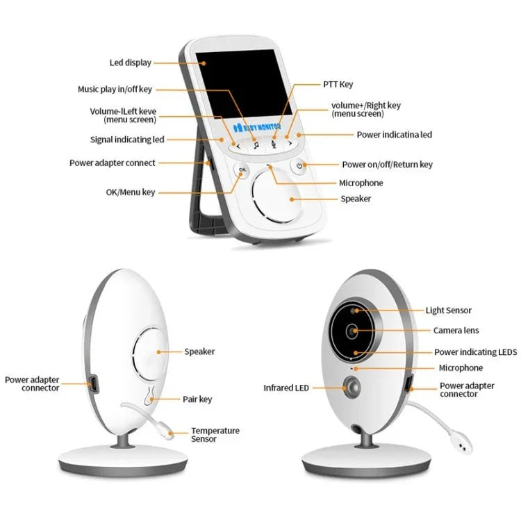 VB605 2.4 inch LCD 2.4GHz Wireless Surveillance Camera Baby Monitor, Support Two Way Talk Back, Night Vision - Trustpick